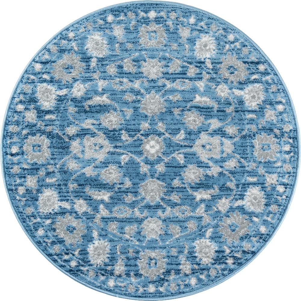 Unique Loom 3 Ft Round Rug in Blue (3150728). Picture 1