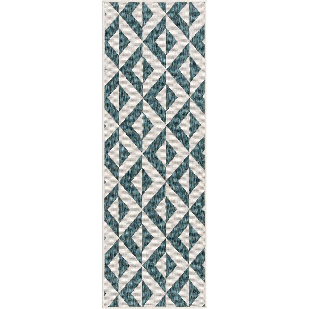 Jill Zarin Outdoor Napa Area Rug 2' 0" x 6' 0", Runner Teal. Picture 1