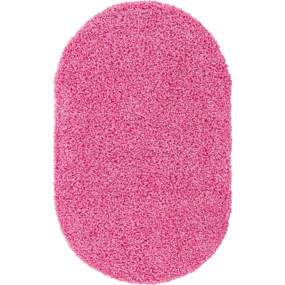 Unique Loom 3x5 Oval Rug in Bubblegum Pink (3151460). Picture 1