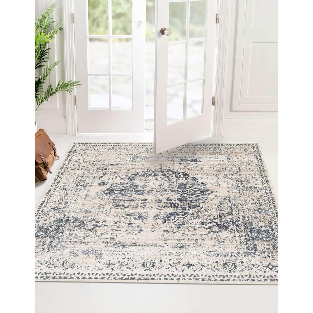 Chateau Hoover Area Rug 5' 0" x 5' 0", Square Dark Blue. Picture 5