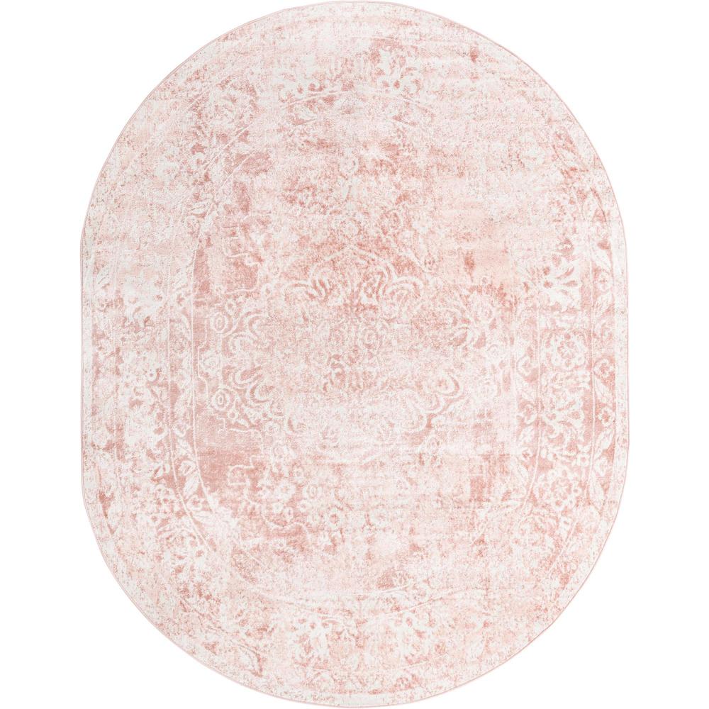 Unique Loom 8x10 Oval Rug in Pink (3155673). Picture 1
