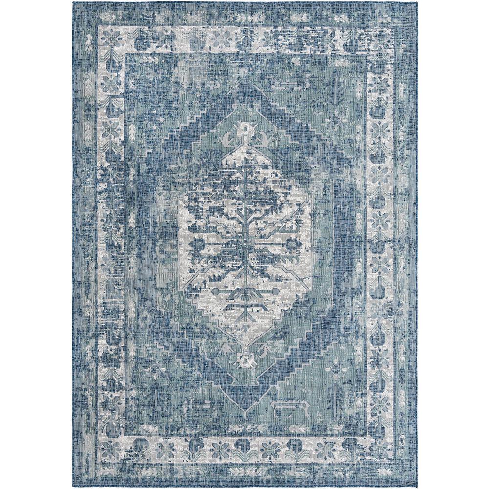 Outdoor Traditional Collection, Area Rug, Blue, 7' 10" x 11' 0", Rectangular. Picture 1