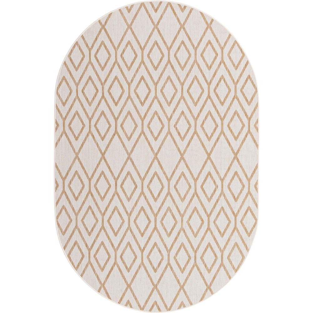 Jill Zarin Outdoor Turks and Caicos Area Rug 5' 3" x 8' 0", Oval Beige. Picture 1