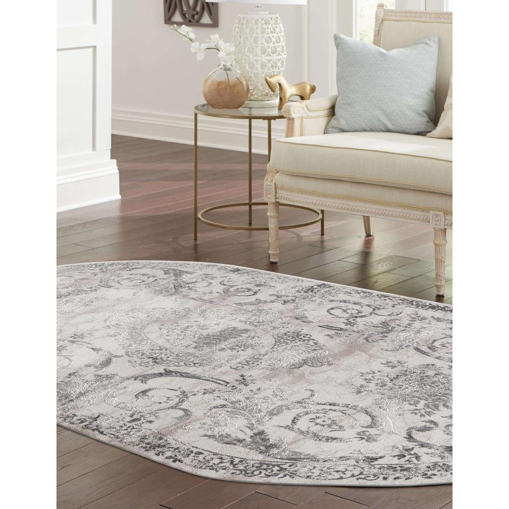 Finsbury Diana Area Rug 5' 3" x 8' 0", Oval Gray. Picture 3