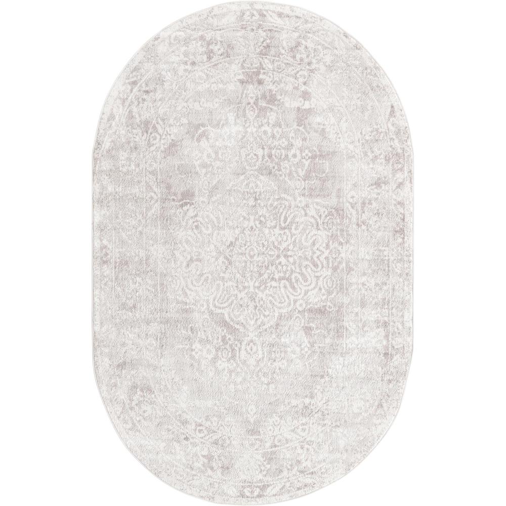 Unique Loom 5x8 Oval Rug in Gray (3155636). Picture 1