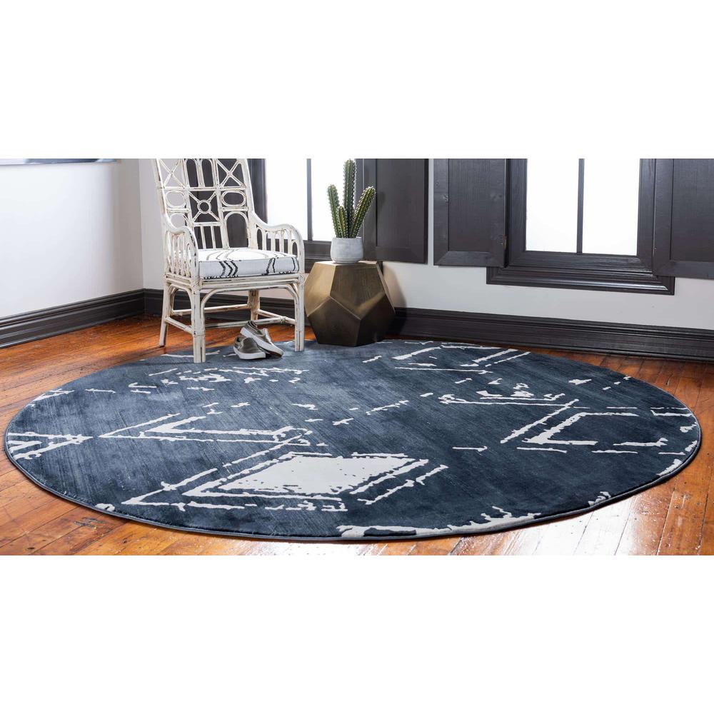 Uptown Carnegie Hill Area Rug 5' 3" x 5' 3", Round Navy Blue. Picture 3