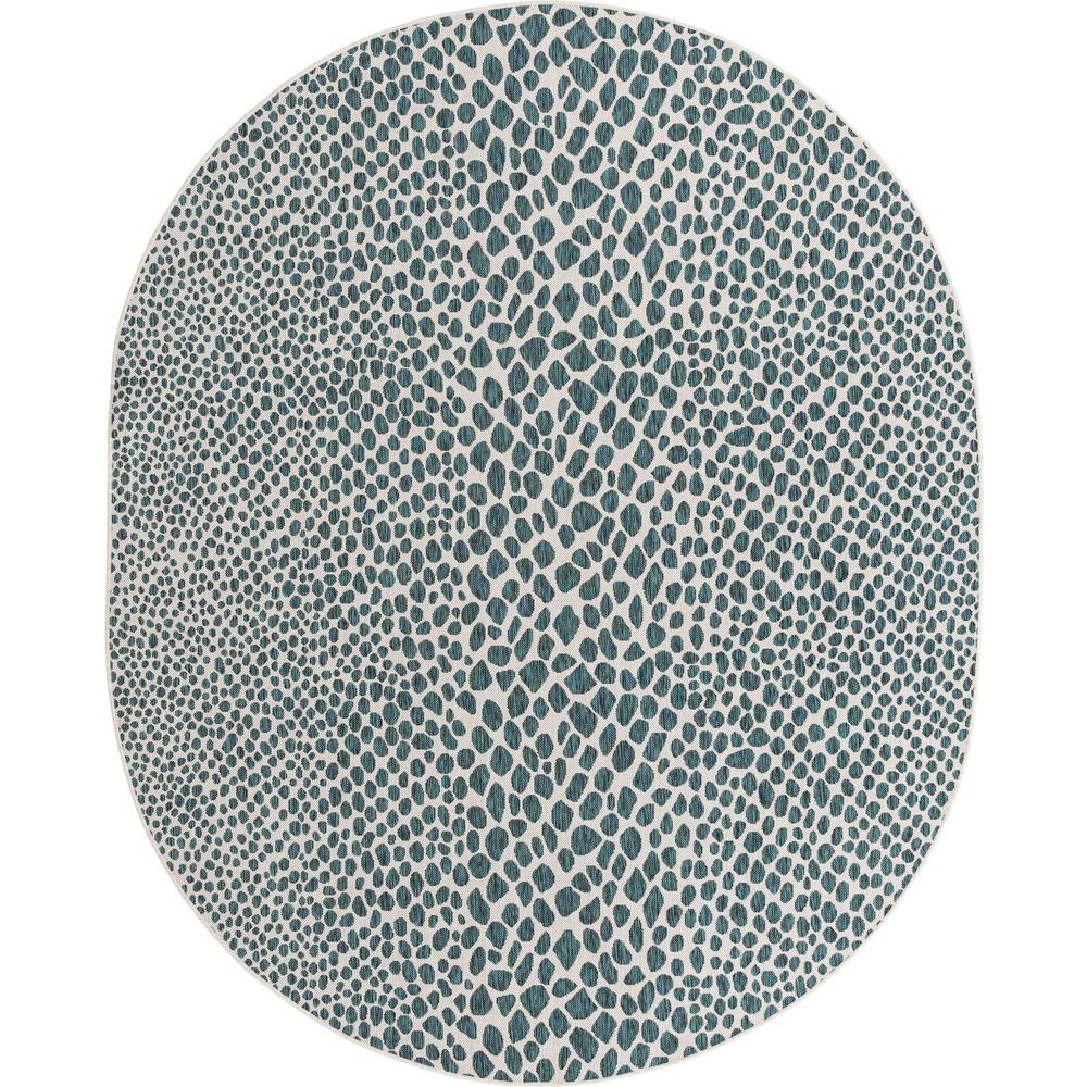 Jill Zarin Outdoor Cape Town Area Rug 7' 10" x 10' 0", Oval Teal. Picture 1