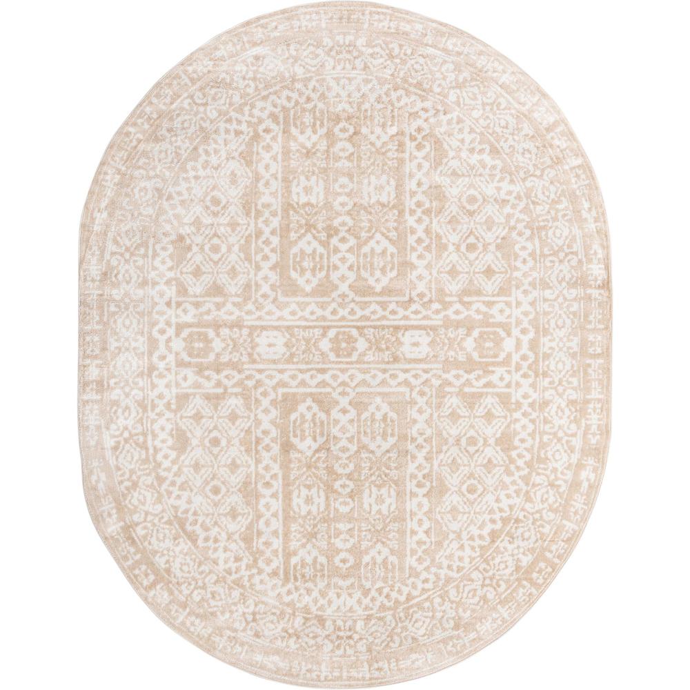 Unique Loom 8x10 Oval Rug in Beige (3155431). Picture 1