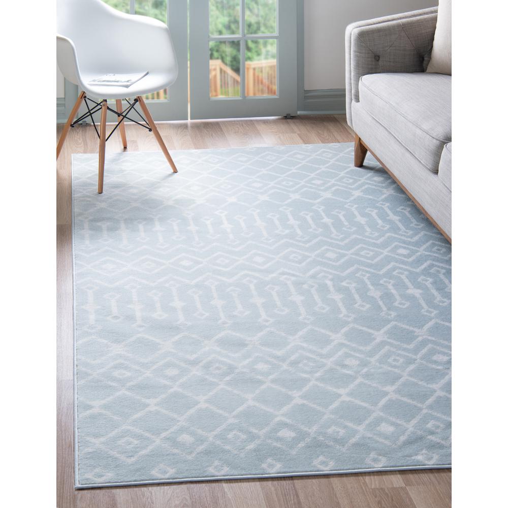 Moroccan Trellis Rug, Light Blue/Ivory (9' 0 x 12' 0). Picture 2