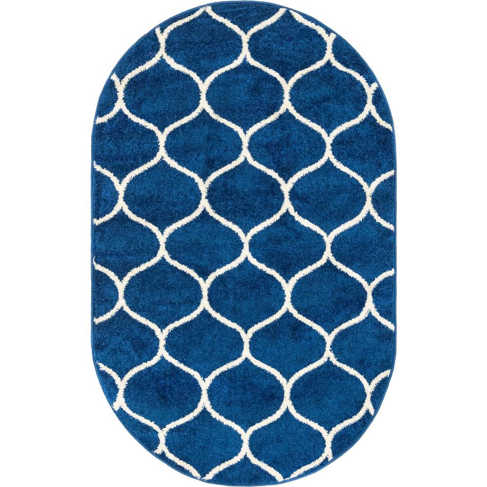 Unique Loom 3x5 Oval Rug in Navy Blue (3151655). Picture 1