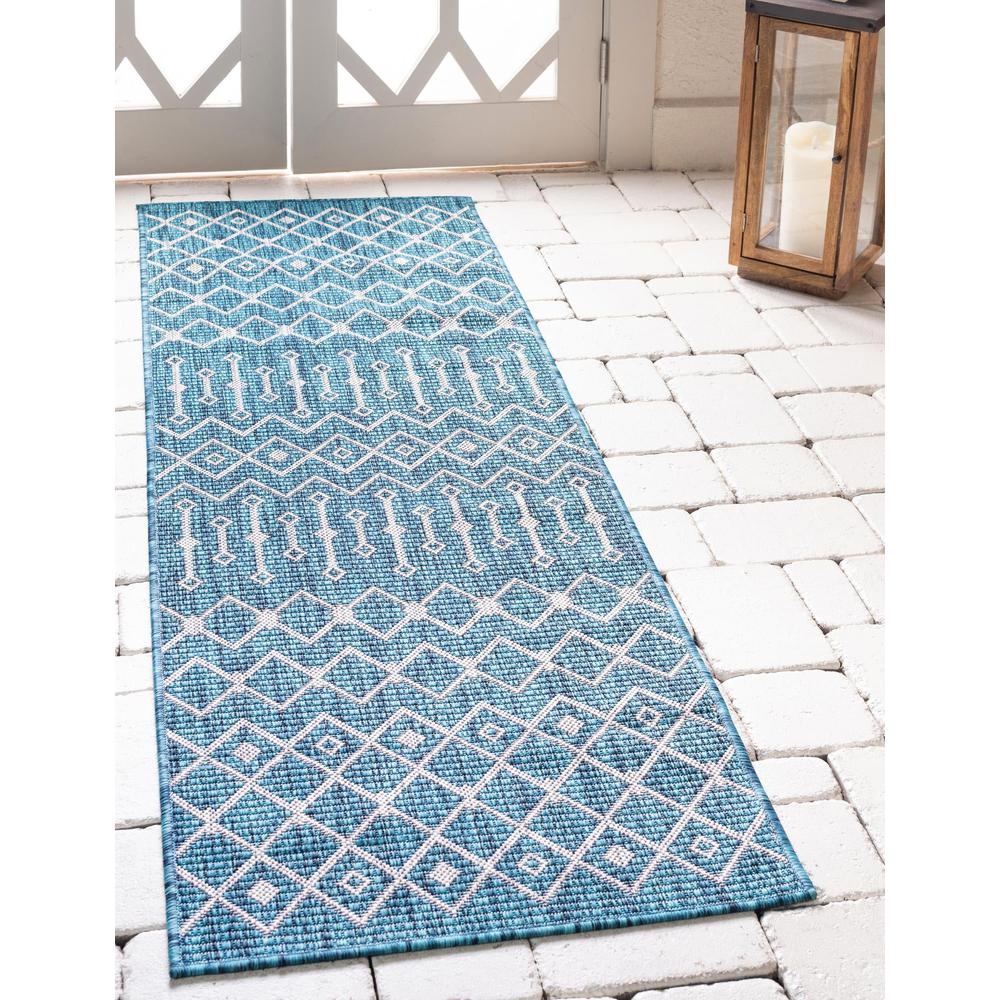 Unique Loom 8 Ft Runner in Teal (3159514). Picture 2