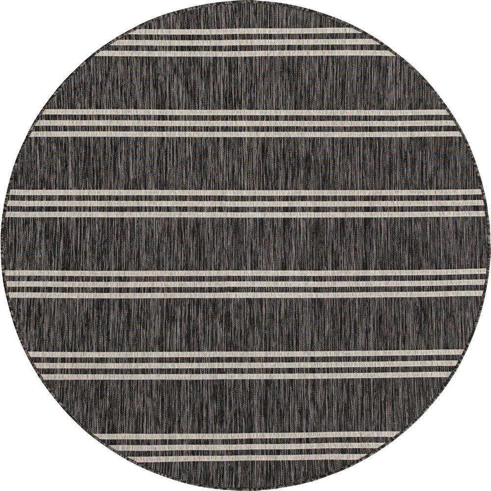 Jill Zarin Outdoor Collection, Area Rug, Charcoal, 6' 0" x 6' 0", Round. Picture 1