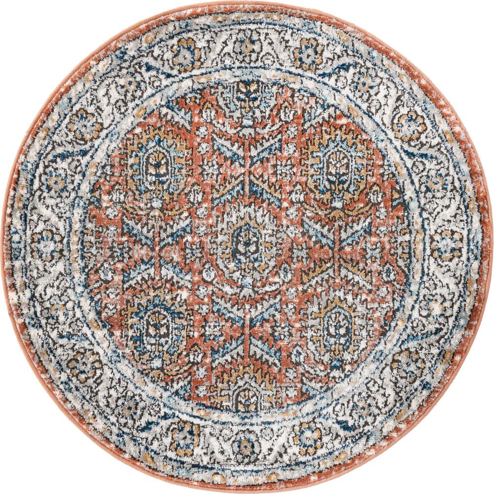 Nyla Collection, Area Rug, Salmon Pink, 3' 3" x 3' 3", Round. Picture 1