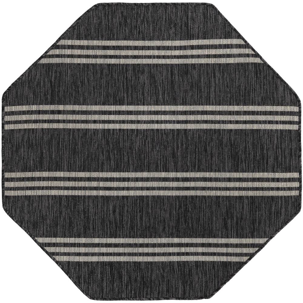 Jill Zarin Outdoor Anguilla Area Rug 4' 1" x 4' 1", Octagon Charcoal. Picture 1