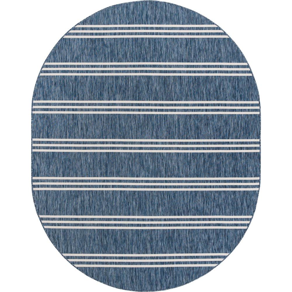 Jill Zarin Outdoor Anguilla Area Rug 7' 10" x 10' 0", Oval Blue. Picture 1