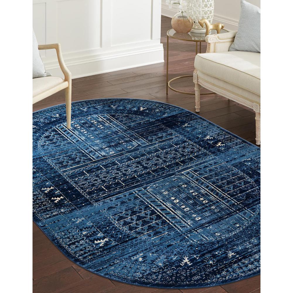 District Collection, Area Rug, Blue, 3' 3" x 5' 3", Oval. Picture 2