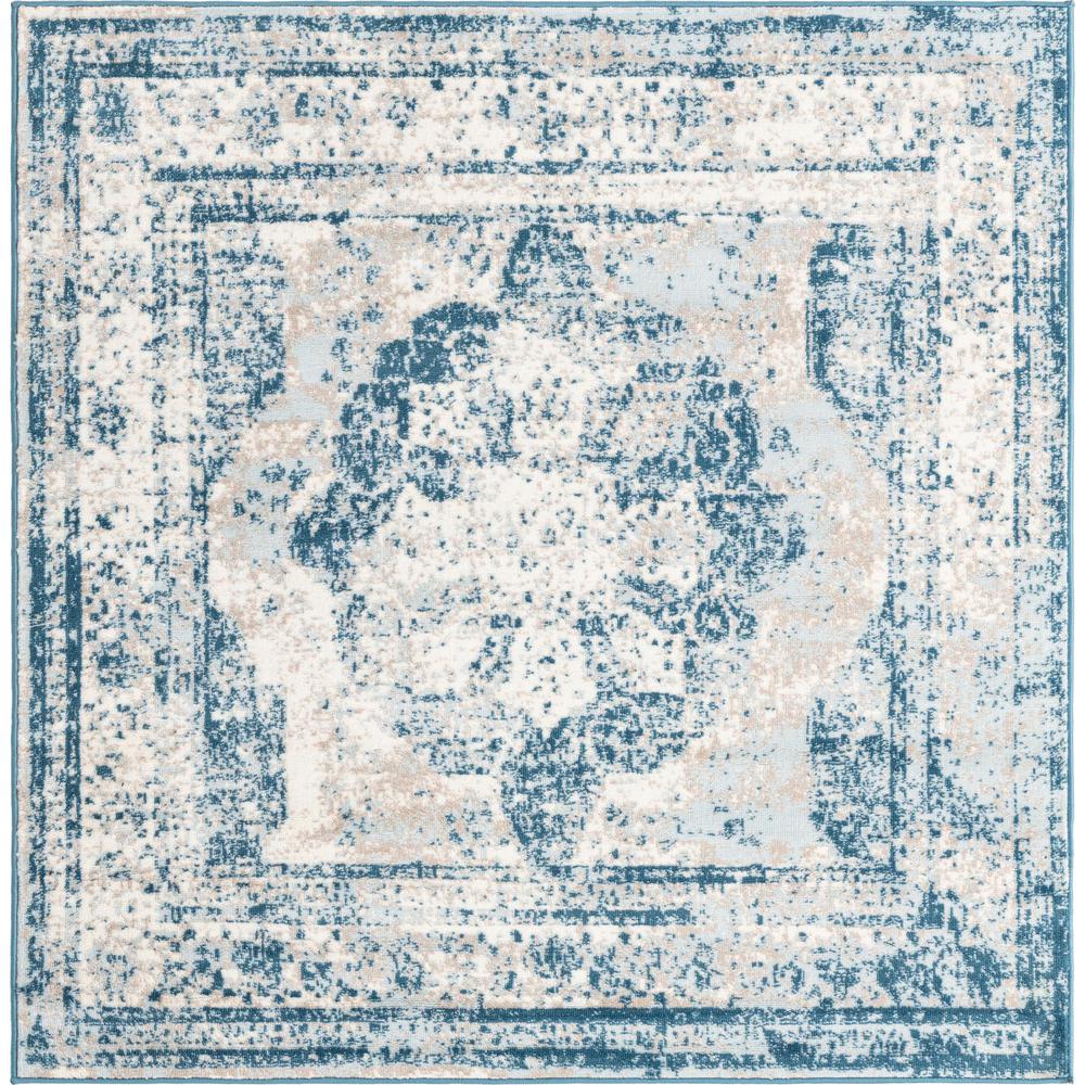 Unique Loom 5 Ft Square Rug in Blue (3151845). Picture 1