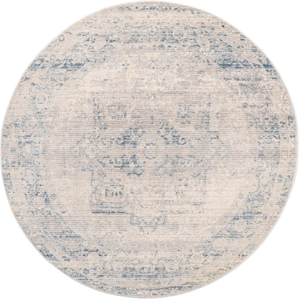 Unique Loom 5 Ft Round Rug in Blue (3147928). Picture 1