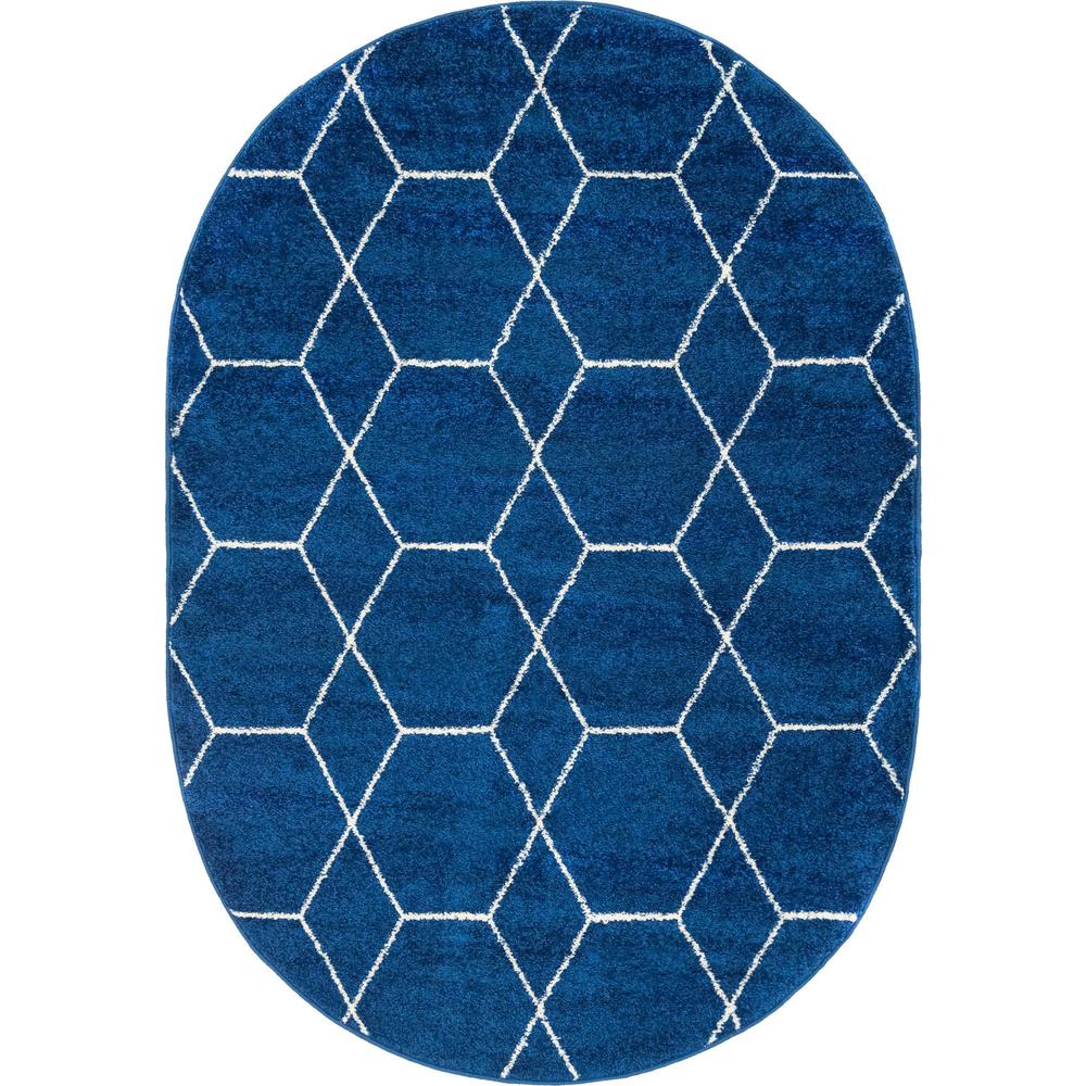 Unique Loom 4x6 Oval Rug in Navy Blue (3151588). Picture 1