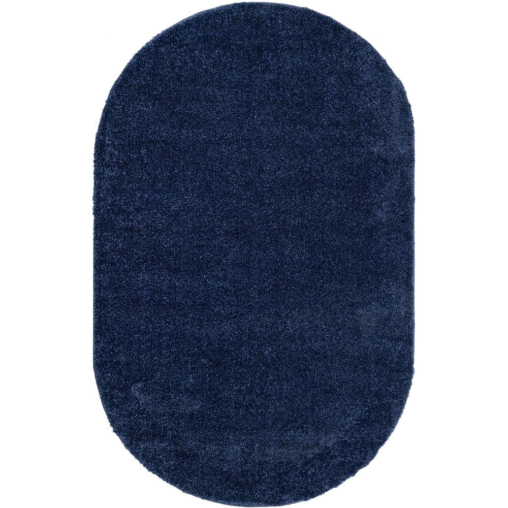 Unique Loom 5x8 Oval Rug in Navy Blue (3152912). Picture 1