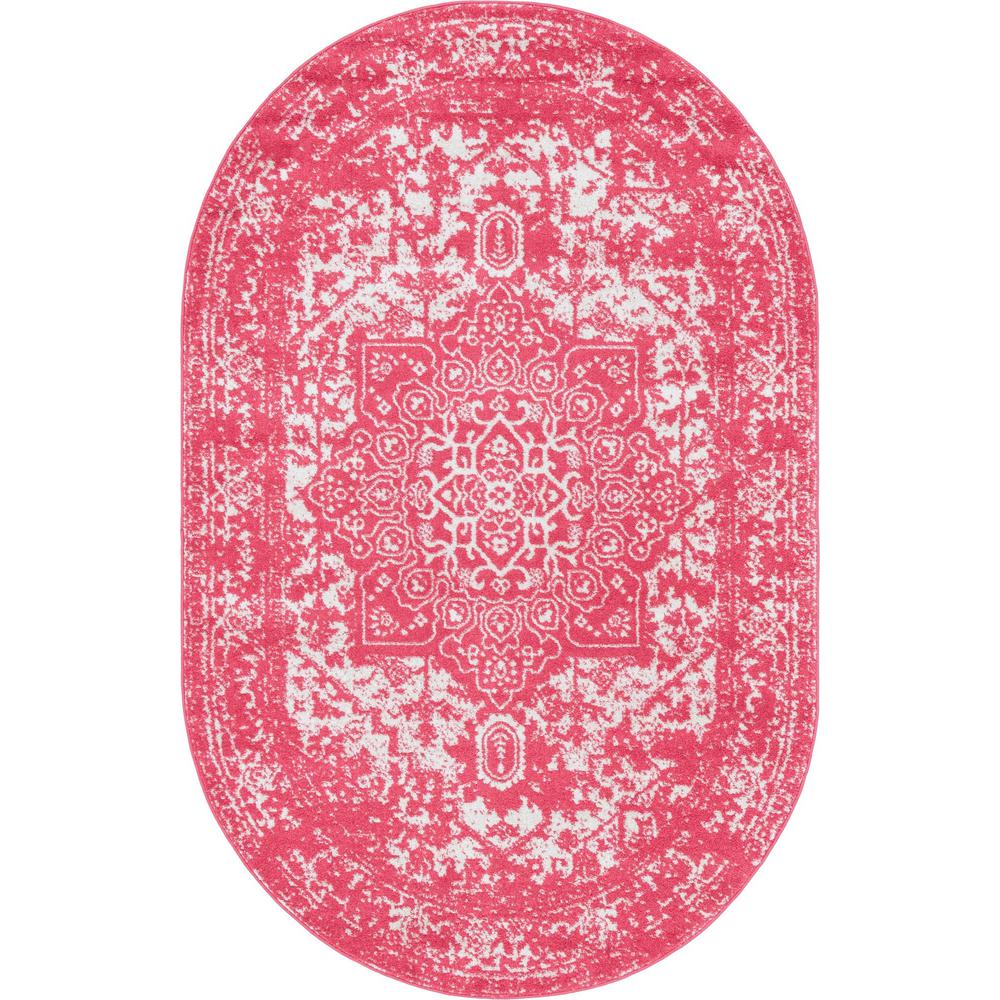 Unique Loom 5x8 Oval Rug in Pink (3150507). Picture 1