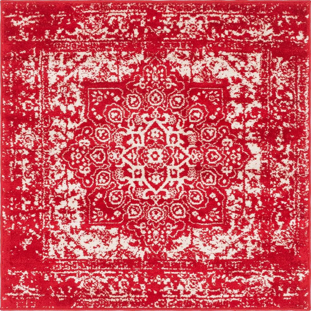 Unique Loom 4 Ft Square Rug in Red (3150431). Picture 1