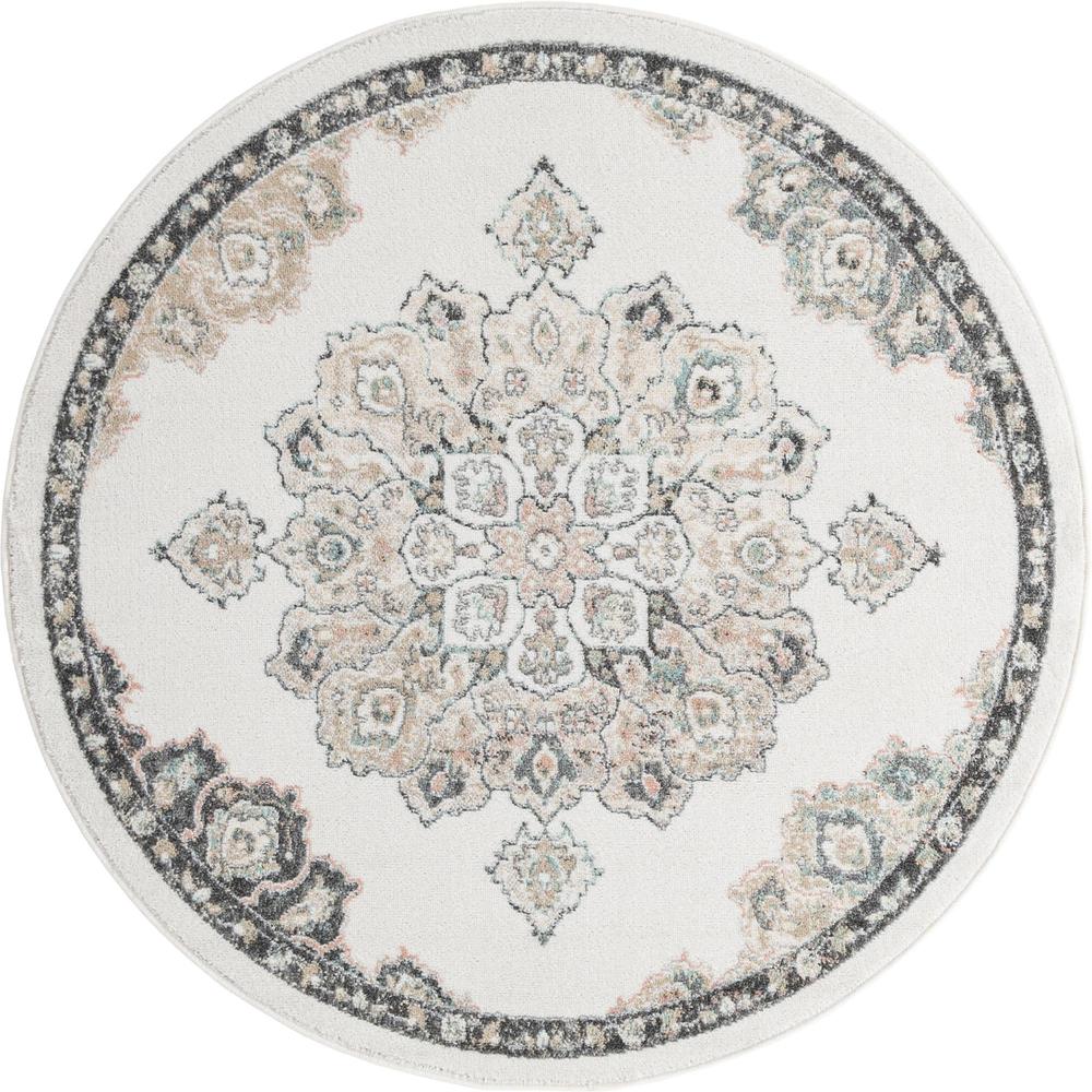 Unique Loom 5 Ft Round Rug in Ivory (3158662). Picture 1