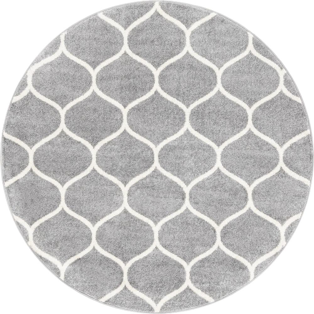 Unique Loom 6 Ft Round Rug in Light Gray (3151568). Picture 1