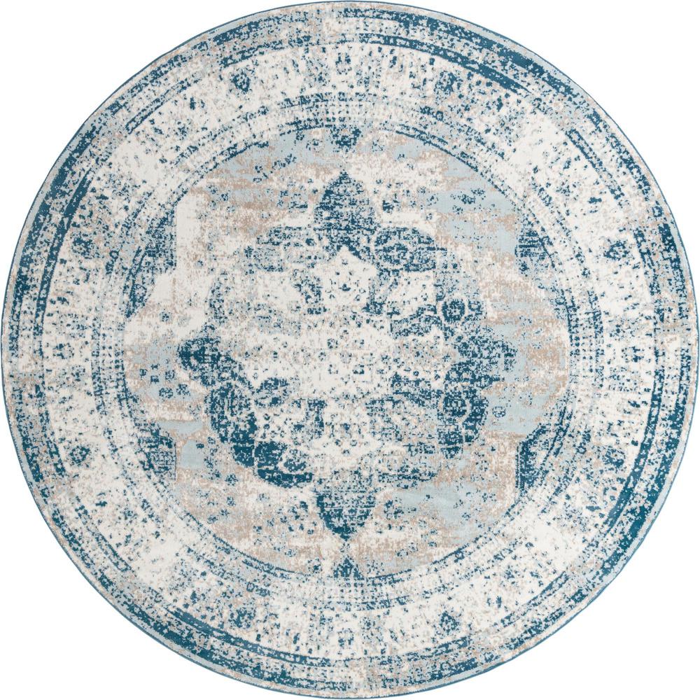 Unique Loom 10 Ft Round Rug in Blue (3151851). Picture 1