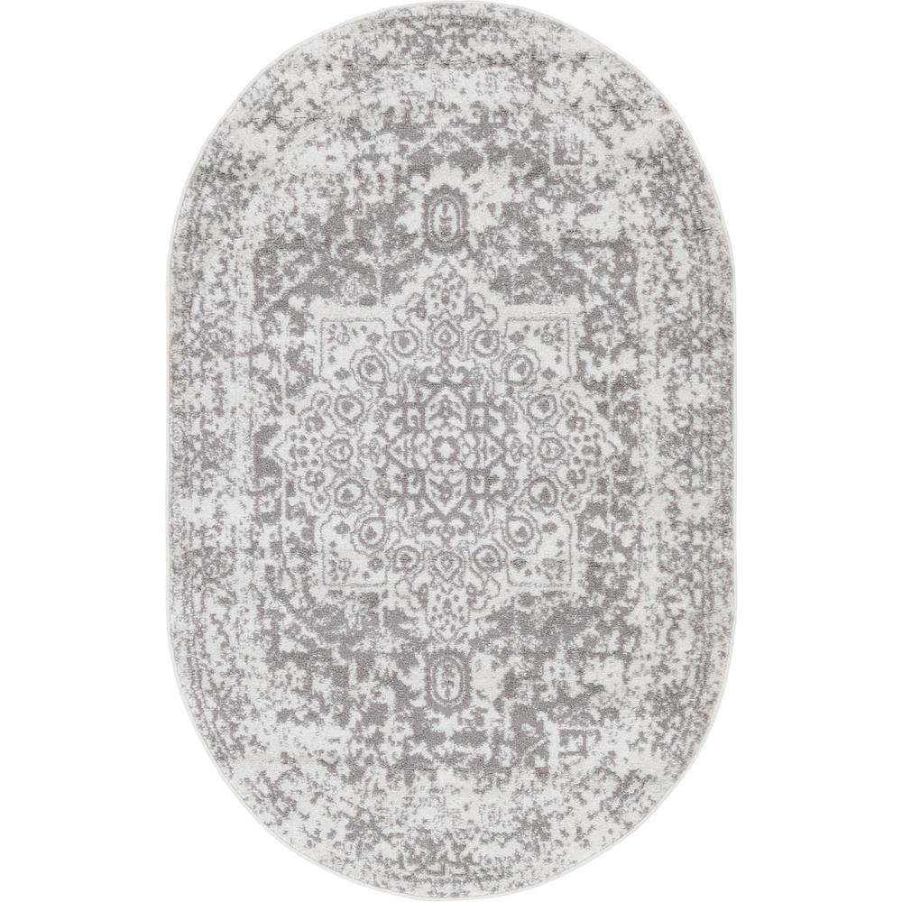 Unique Loom 3x5 Oval Rug in White (3150266). Picture 1