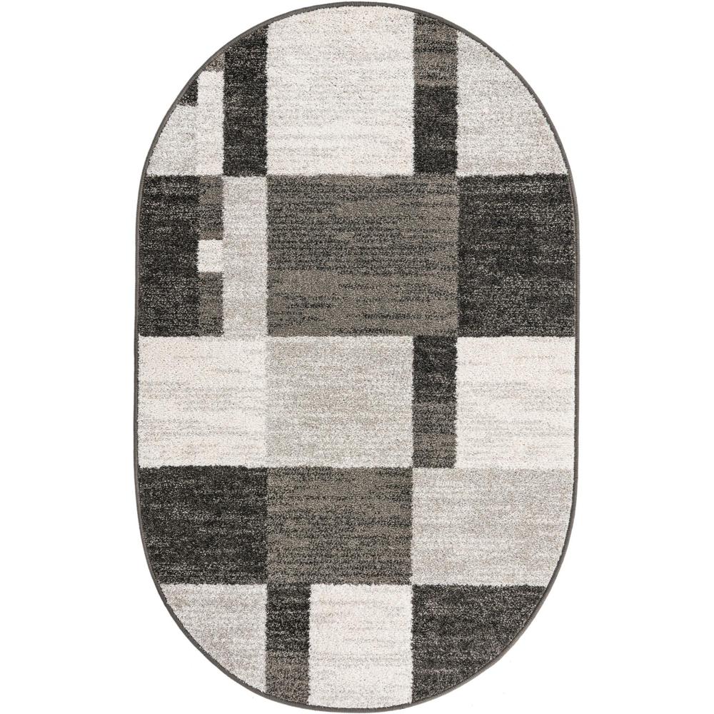 Autumn Collection, Area Rug, Gray, 3' 3" x 5' 3", Oval. Picture 1