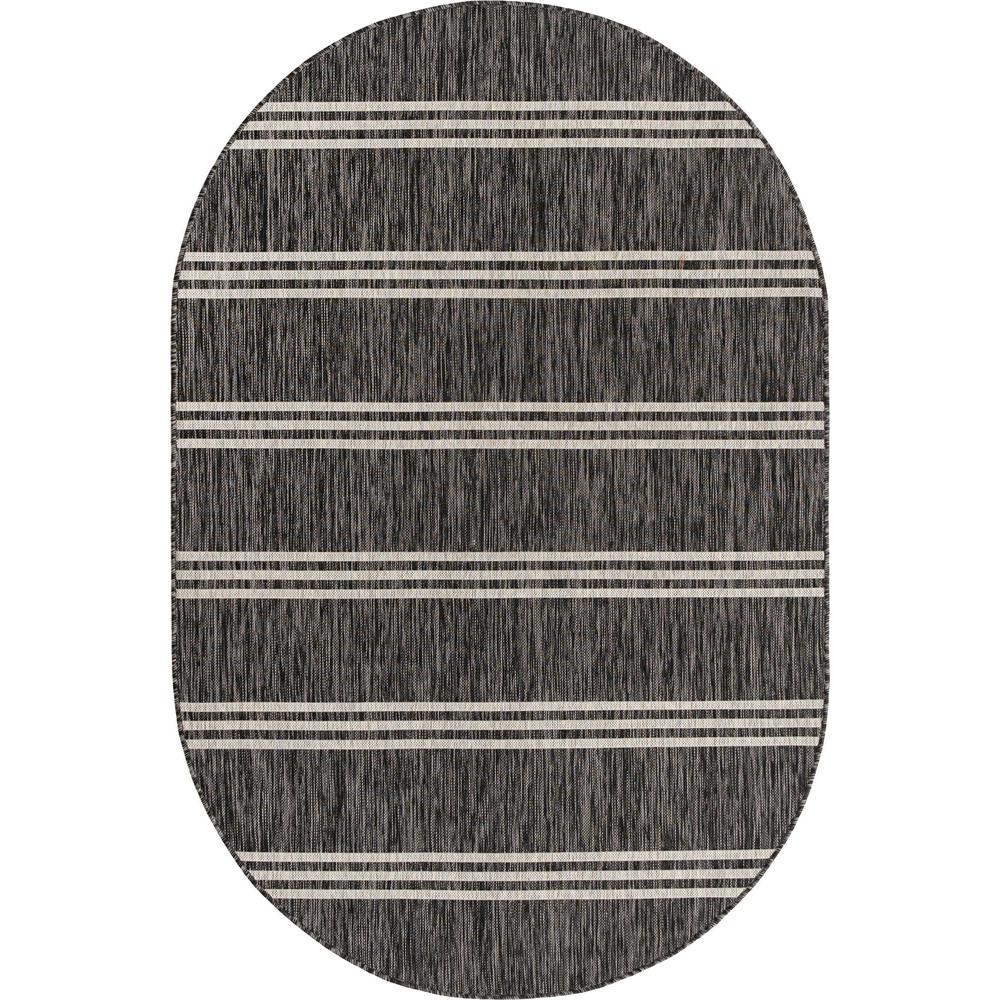 Jill Zarin Outdoor Anguilla Area Rug 5' 3" x 8' 0", Oval Charcoal. Picture 1