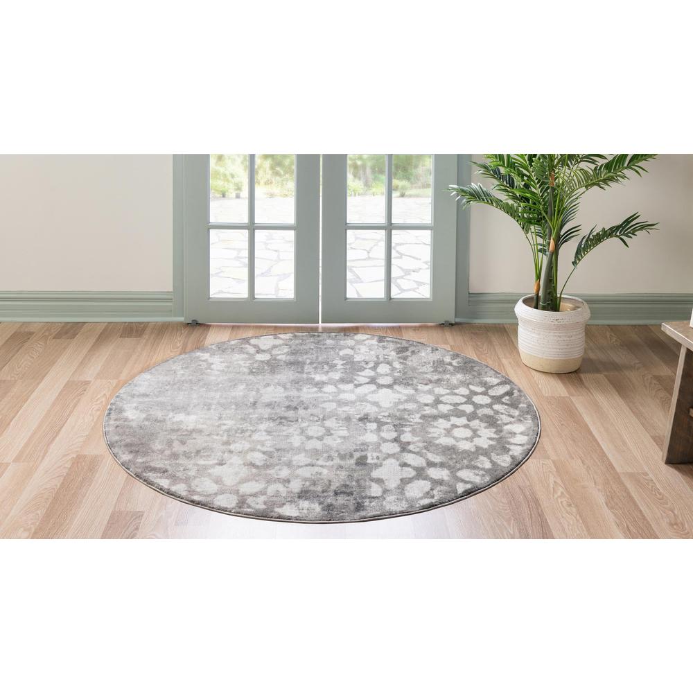 Unique Loom 7 Ft Round Rug in Gray (3147079). Picture 4