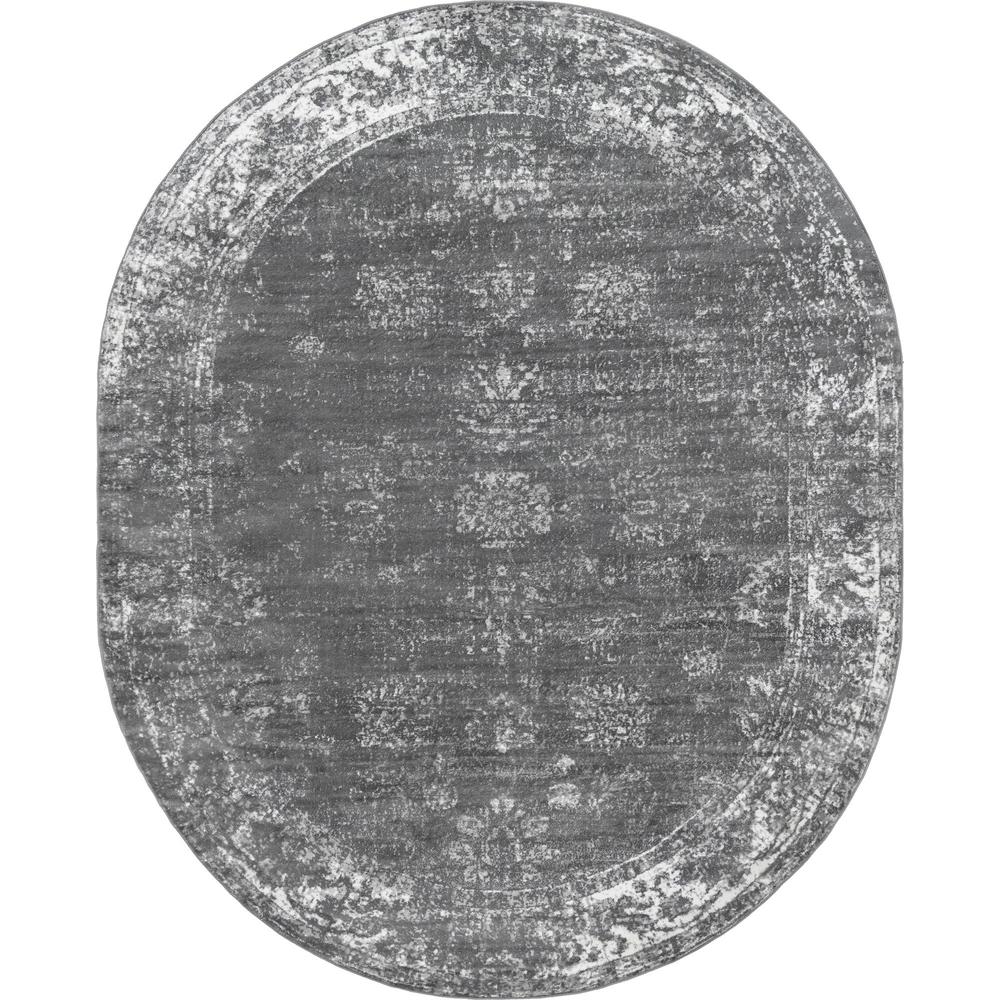 Unique Loom 8x10 Oval Rug in Dark Gray (3151884). Picture 1