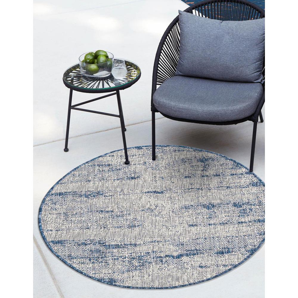 Outdoor Modern Collection, Area Rug, Blue, 3' 0" x 3' 0", Round. Picture 2