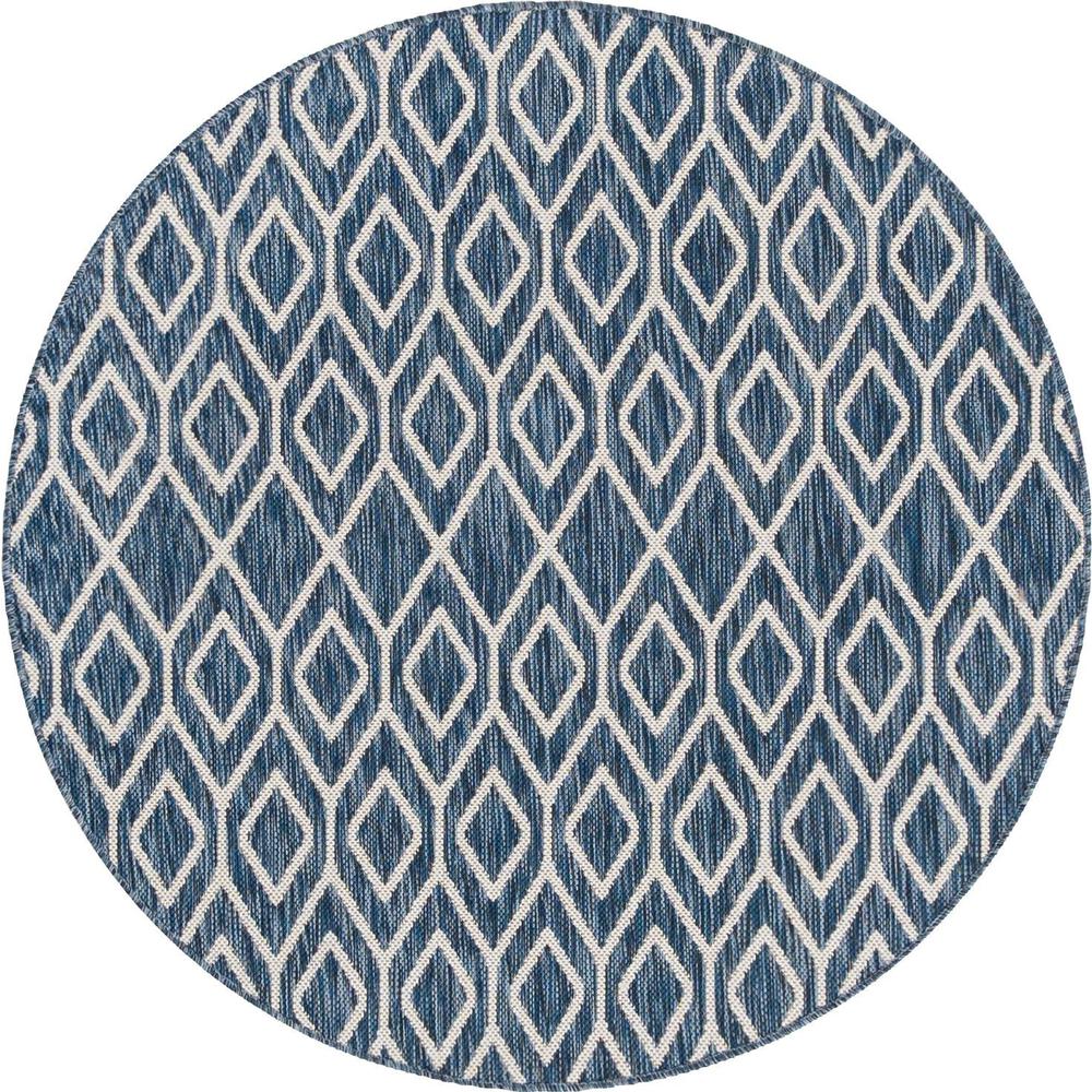 Jill Zarin Outdoor Turks and Caicos Area Rug 4' 0" x 4' 0", Round Blue. Picture 1