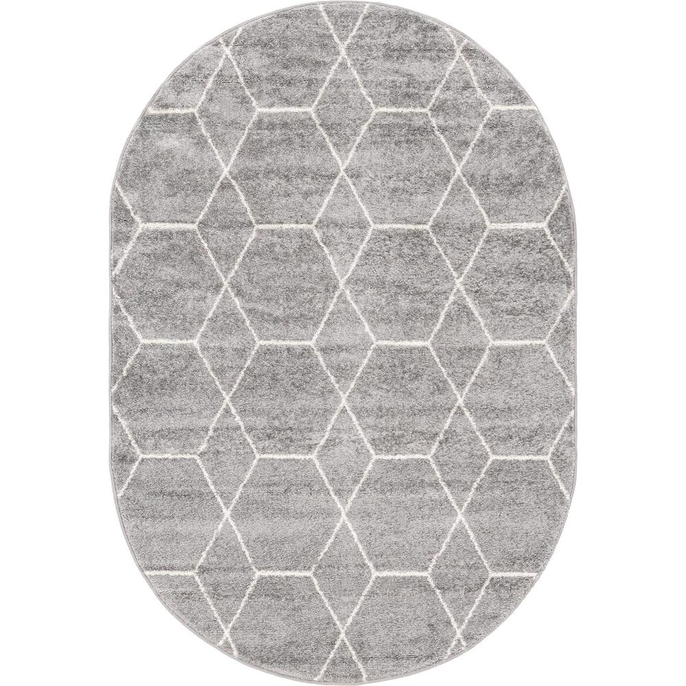 Unique Loom 4x6 Oval Rug in Light Gray (3151520). Picture 1