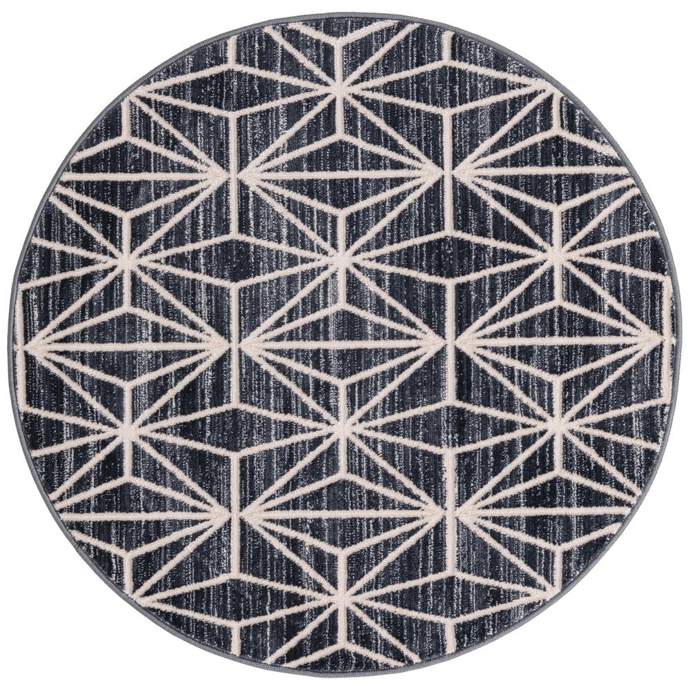 Uptown Fifth Avenue Area Rug 3' 3" x 3' 3", Round Navy Blue. Picture 1