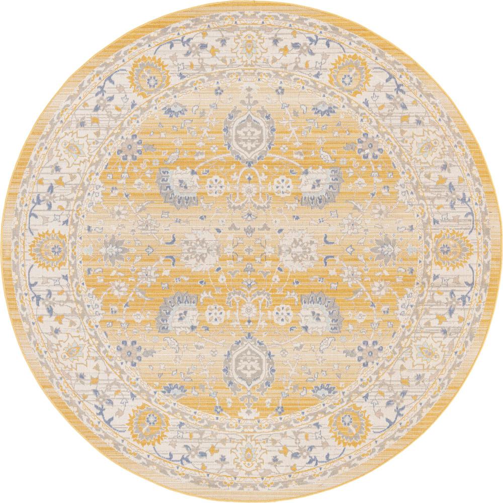 Unique Loom 7 Ft Round Rug in Tuscan Yellow (3155031). Picture 1