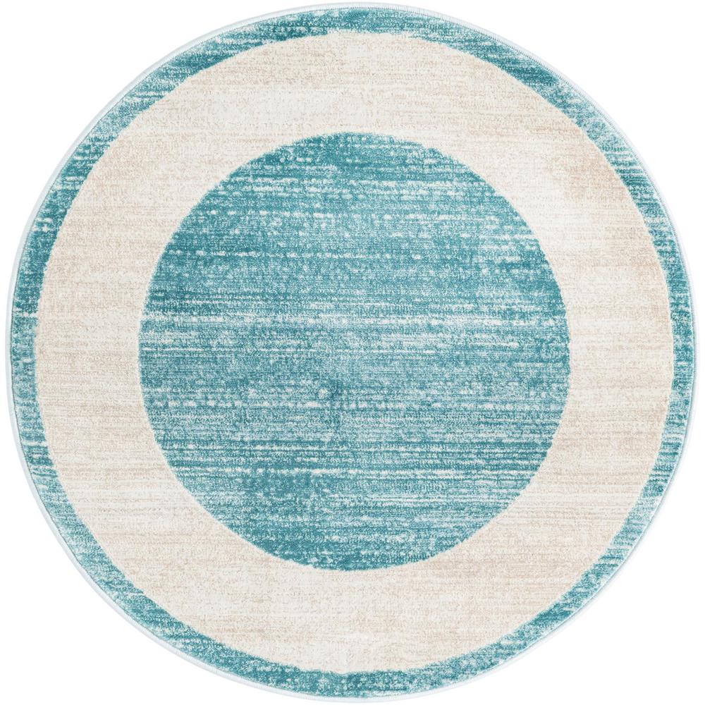 Uptown Yorkville Area Rug 3' 3" x 3' 3", Round Turquoise. Picture 1