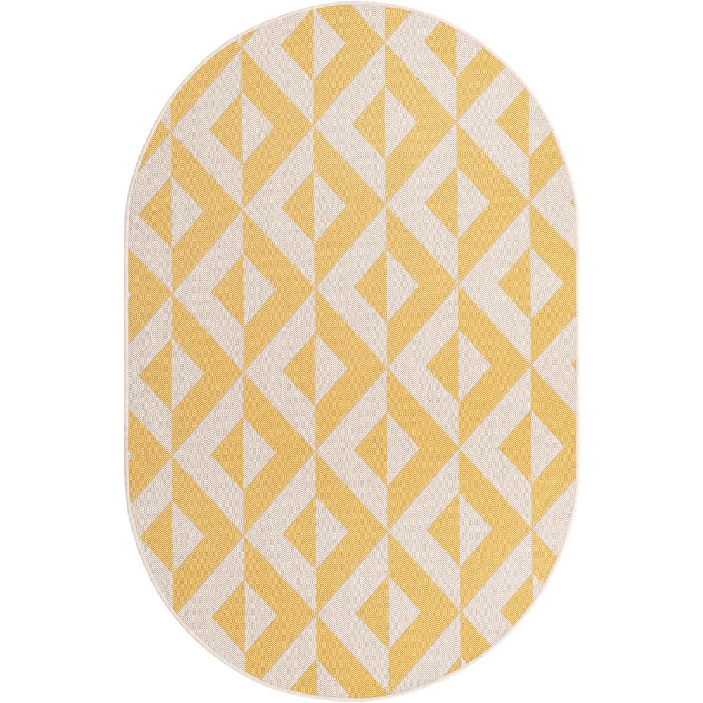 Jill Zarin Outdoor Napa Area Rug 5' 3" x 8' 0", Oval Yellow. Picture 1
