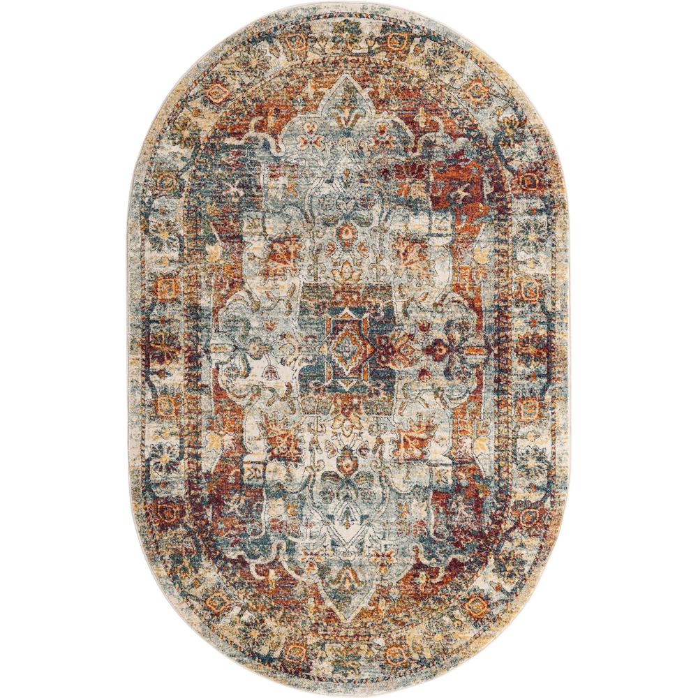 Unique Loom 5x8 Oval Rug in Ivory (3161759). Picture 1