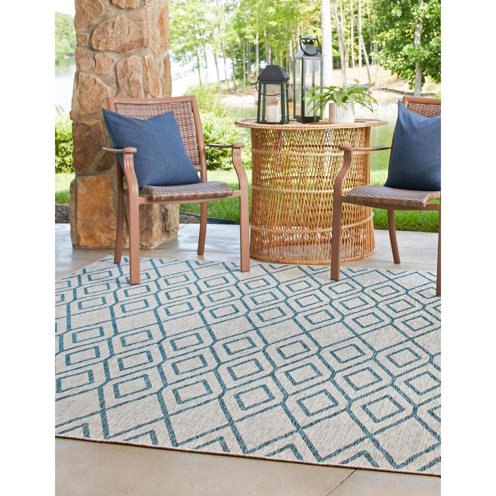 Jill Zarin Outdoor Turks and Caicos Area Rug 1' 4" x 1' 4", Square Gray Teal. Picture 3