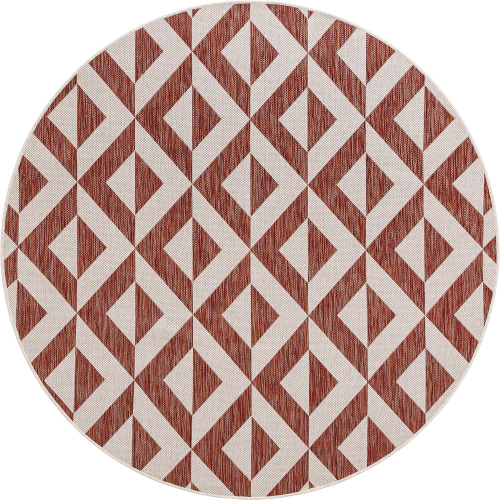 Jill Zarin Outdoor Napa Area Rug 6' 7" x 6' 7", Round Rust Red. Picture 1