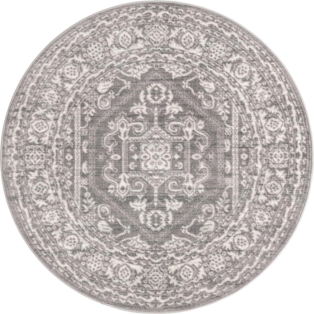 Unique Loom 5 Ft Round Rug in Gray (3150657). Picture 1