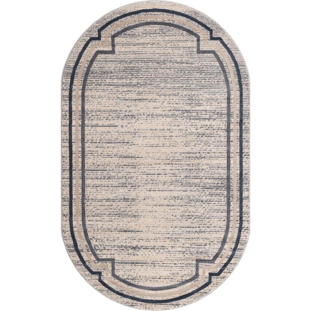 Unique Loom 5x8 Oval Rug in Gray (3154395). Picture 1