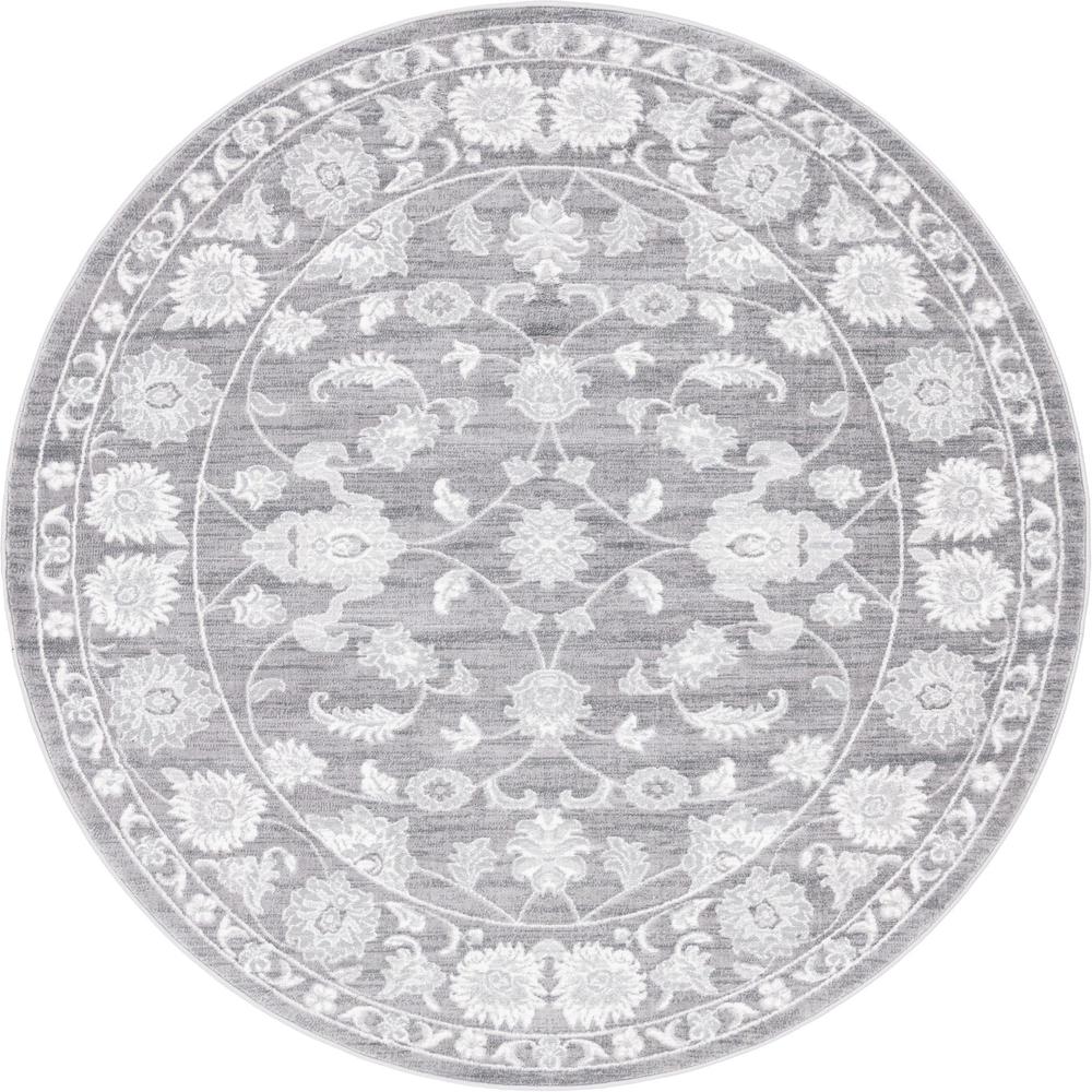 Unique Loom 8 Ft Round Rug in Gray (3150694). Picture 1