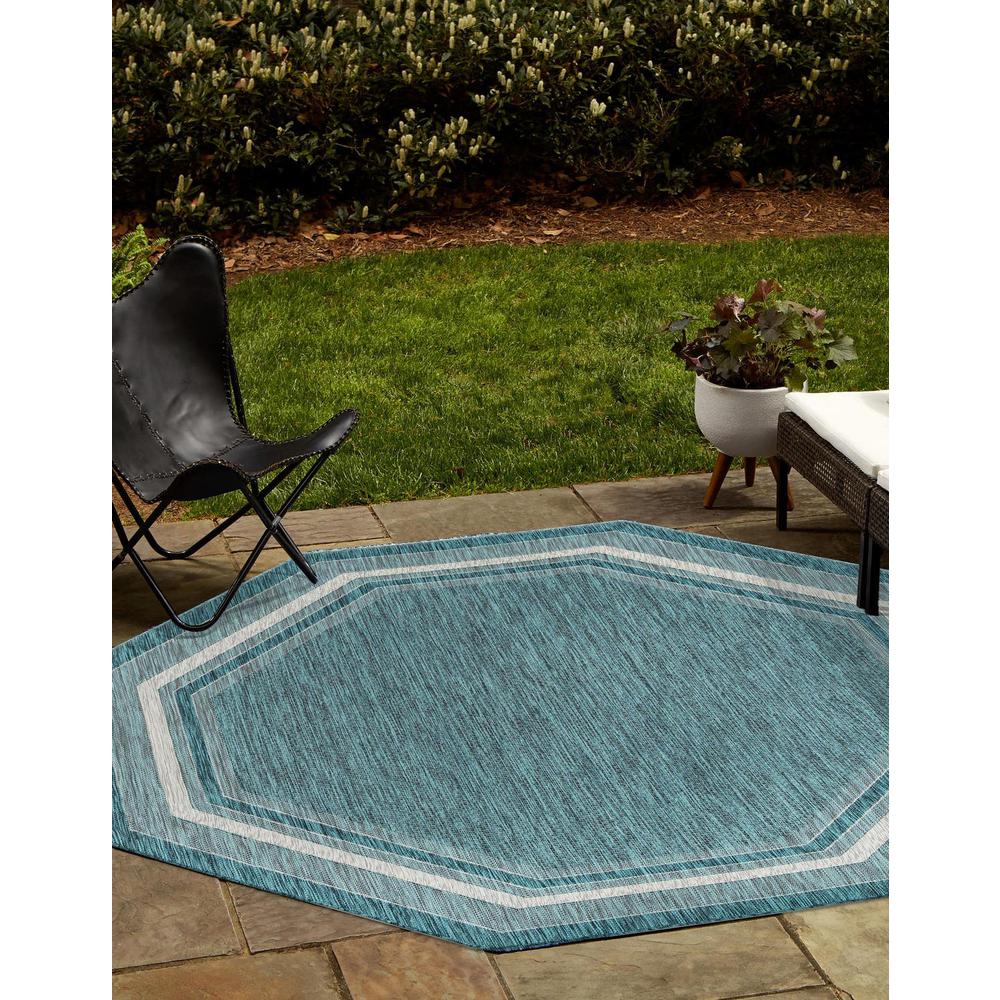 Unique Loom 8 Ft Octagon Rug in Teal (3158216). Picture 1