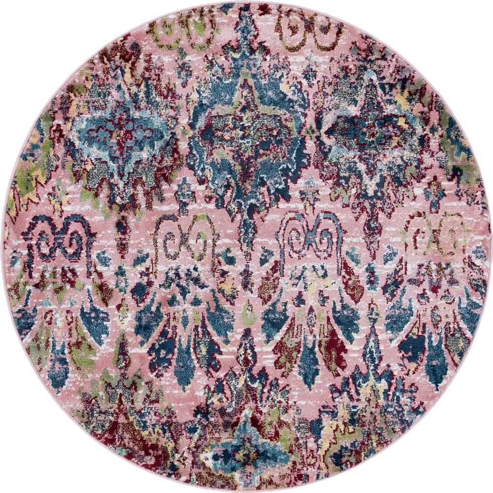 Unique Loom 5 Ft Round Rug in Pink (3150144). Picture 1