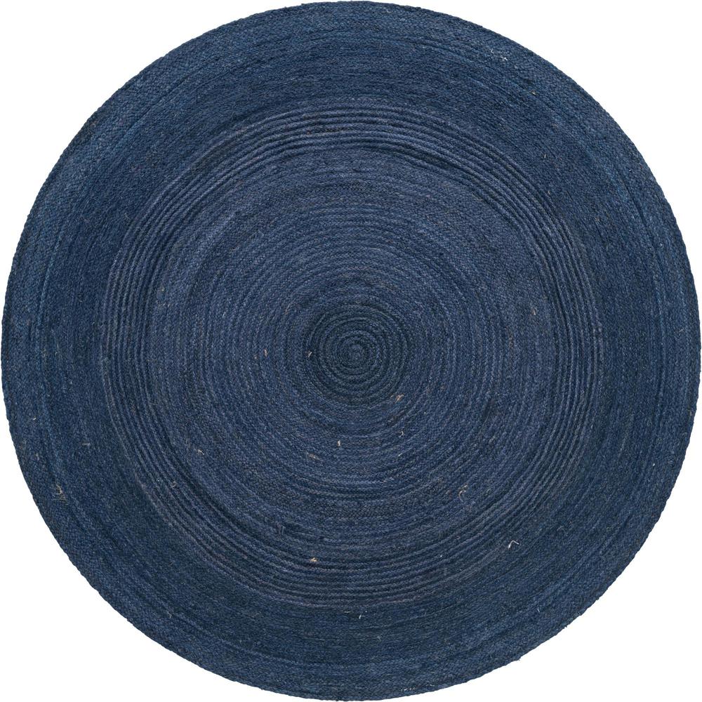Unique Loom 8 Ft Round Rug in Navy Blue (3153095). Picture 1